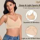 3 Pieces Wireless Seamless Bras for Women - Padded Sport Bras Comfortable Bralettes Soft Sleep Adjustable (XXXL)