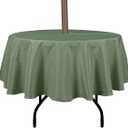 Outdoor Tablecloth Wrinkle-Free Stain Resistant Waterproof Polyester Fabric Table Cover with Zipper Umbrella Hole for Picnic/Party/Dinner/Patio Garden(70inch Round,Zippered,Sage Green)