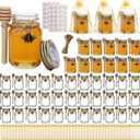 Mini Glass Honey Jars, 2 oz Glass Jars with Lids48 Pack Small Jar with Wooden Dippers, Mini Clear Bottles with Lids for Thank You Gifts,Baby Shower, Wedding Favors,Honey Jars Party Favor