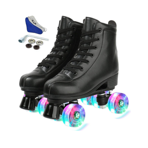 Jessie PU Leather Skates - Premium Adjustable Four-Wheel Roller Skates for Women, Men, Boys & Girls - Indoor & Outdoor , Size 41