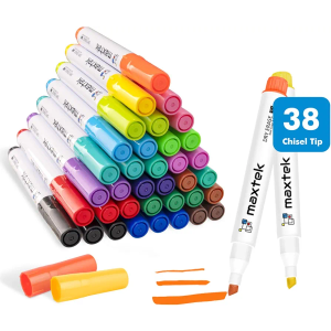 maxtek Dry Erase Markers Chisel Tip, Low Odor, 17 Count Vibrant Colors Whiteboard Markers