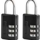 Master Lock Black Combination Padlock, Indoor Gym Locker Lock with Customizable 3-Digit Code for Luggage, Backpacks, Cabinets, 2 pk, 647EC2