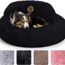 PetJett Calming Dog Bed Medium Size Dog - 30'' Donut Bed, Anti-Slip & Washable Super Soft Fluffy Plush Round Bed, Anti-Anxiety Premium Comfort Pet Bed, Fits Dogs up to 45 lbs - Black