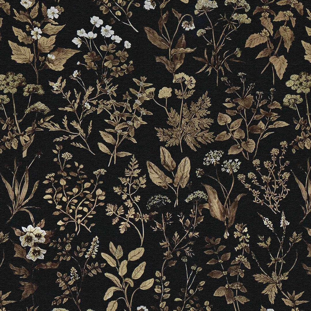 Dimoon 393"x17.3" Peel and Stick Wallpaper Contact Paper Black/Golden Floral Wallpaper Dark Floral Wall Paper Removable Vintage Self Adhesive Waterproof for Bathroom Shelf Moody Vinyl Roll Embossed
