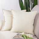 MADIZZ Set of 2 Linen Throw Pillow Covers 20x20 Inch White Soft Decorative Cushion Cover for Sofa Bedroom Pillow Shell