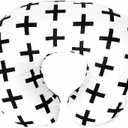 Premium Quality 2 Pack Nursing Pillow Covers by Mila Millie - Nordic Swiss Black & White Cross Unisex Design Slipcovers - 100% Cotton Hypoallergenic (Black & White)