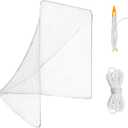 Amazgolf 6x6x7’ 5mmLacrosse Net Replacement with 1x Random Color Install Aid，2X49'Lacing Ropes of Lacrosse Goal Net Lacrosse Net for Lacrosse Training, Competition of Backyard, Playground or Garage
