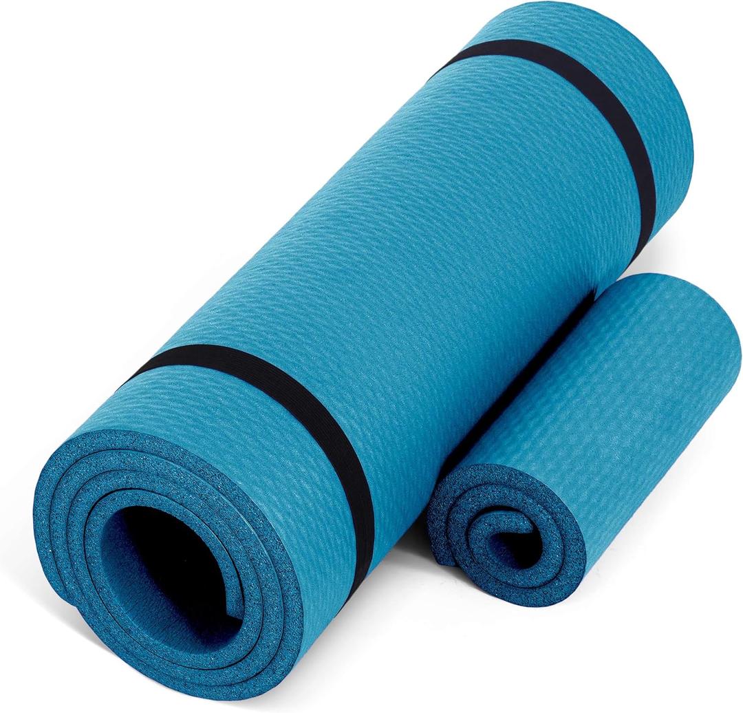 CAP Barbell High Density Exercise Yoga Mat with strap and Knee Pad 71"x24"x1/2" - TEAL
