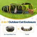 VIVOHOME Outdoor Cat Enclosures 2-in-1, Portable Catio w/Cat Tent, Circle Playpen Tunnel, for Kitty and Small Animals,w/Storage Bag Removable Bottom