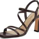 Strappy Heels for Women 3 Inch Chunky Block High Heels Square Open Toe Ankle Strap Dress Sandals for Wedding Prom Party Bridesmaid