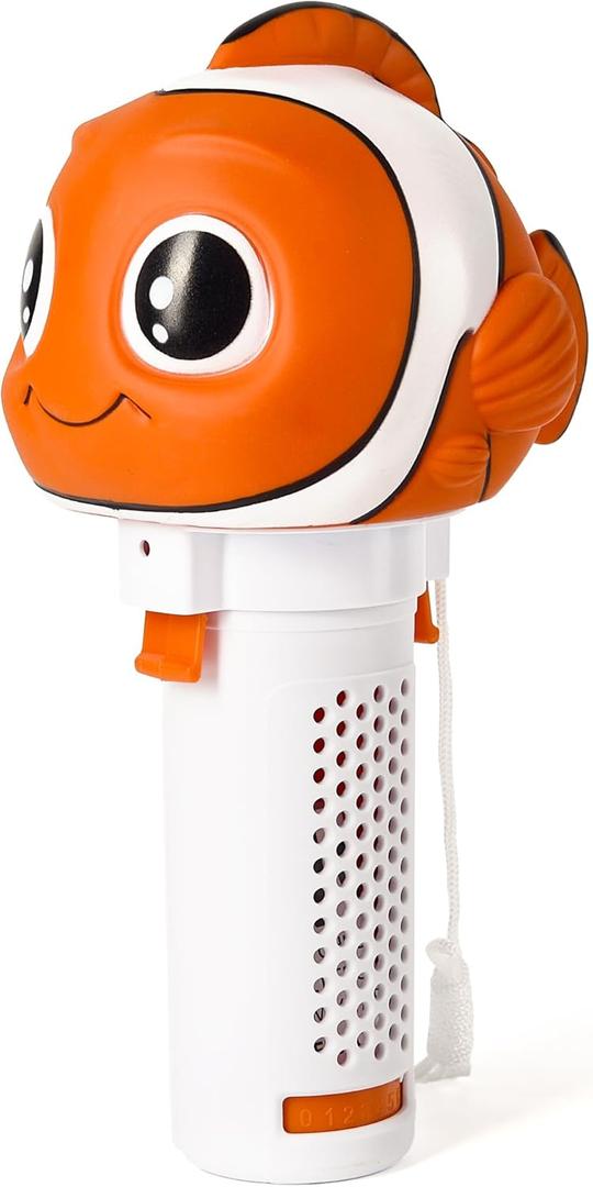 Chlorine Floater, Small Floating Pool Chlorine Dispenser for 1 Inch Tablets, Mini Clown Fish Bromine Holder for for Hot Tub, Spa, Swimming Pools (Orange)