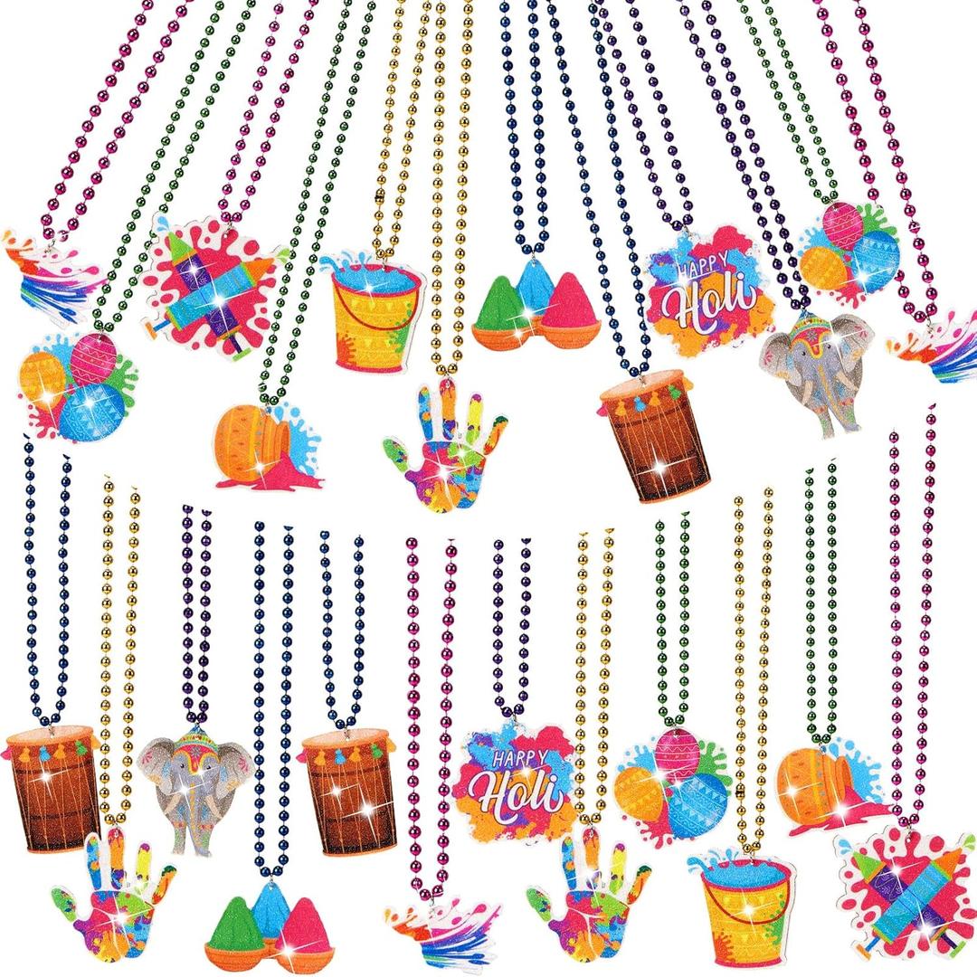 Ecally 30 Pcs Carnival Circus Bead Necklaces, Funny Felt Necklaces Bulk for Circus Birthday Decoration Party Favor