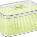 Oggi Store Fresh Veggie Bin- Kitchen Organization, Refrigerator Organizer Bins, Food Storage Containers, Vegetable Storage, Clear (Clear 12.25" x 8" x 6")