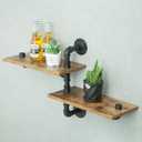 MAIKAILUN 2 Tier Industrial Shelves, Industrial Pipe Shelving, Pipe Corner Shelves with Wood Planks, Floating Shelves Wall Mounted, Retro Rustic Industrial Shelf for Bar Kitchen Living Room
