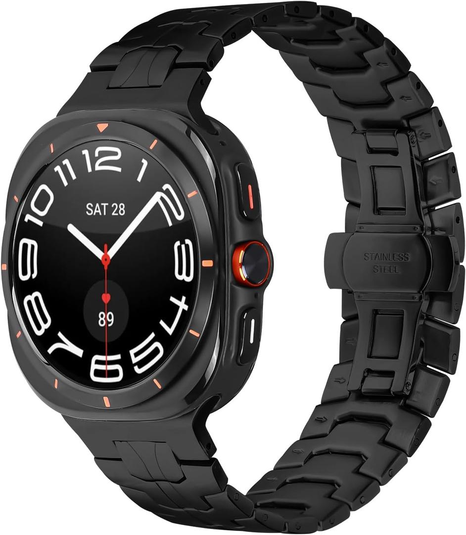 Compatible With Galaxy Watch Ultra Bands 47mm (2025/2024) Men Business Casual Ultrathin Magnetic Metal Stainless Steel Galaxy Watch 7 Ultra Bands