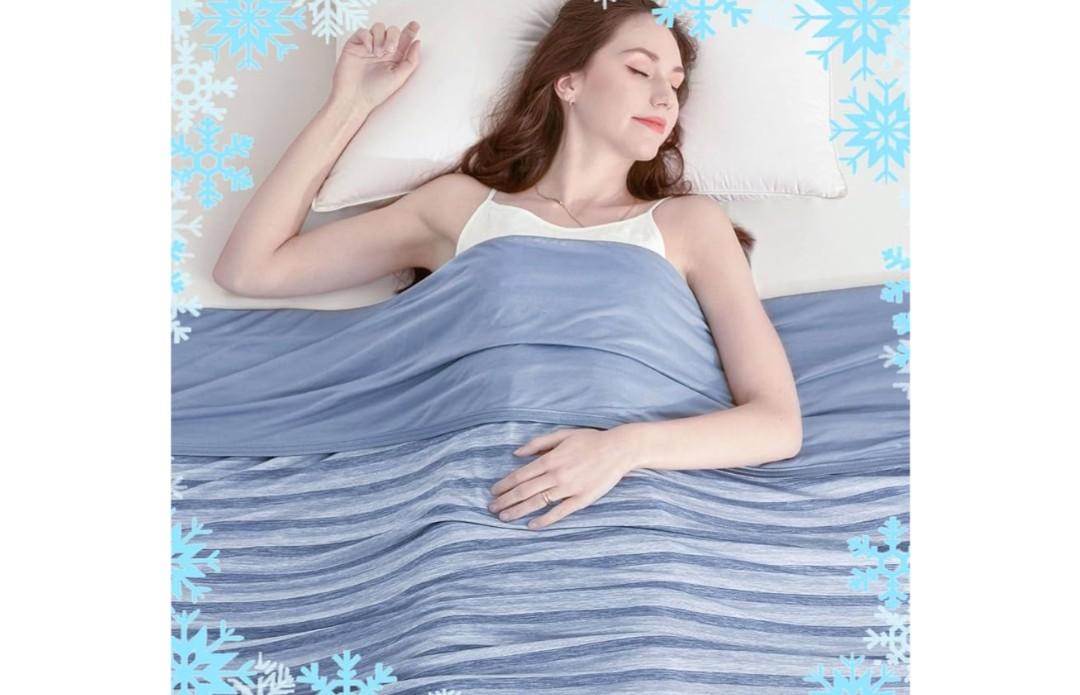 Ailemei Direct Cooling Throw Blanket for Hot Sleepers,Double Sided Cold Effect, Lightweight Breathable Summer Bed Blanket for Couch,Transfer Heat to Keep Body Cool Night Sweats,50"x70"