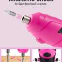 Durofort Pink Cordless Electric Screwdriver Set, 3.7V Rechargeable Small Electric Drill with 25pcs Driver Bit Set, Power 3Nm Screw Gun with 2 Position Handle, Flexible Shaft LED Light for Women