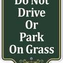 Please Do Not Drive Or Park On Grass Yard Sign 12" x 8" With 35" Long Metal Stakes No Parking Lawn with Stand Keep Off Aluminum Outdoor Use Home Business
