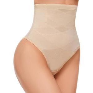 SIMIYA Thong Shapewear Tummy Control for Women High Waist Stay-Put Body Shaper Girdle Compression Stomach Shapewear Thong (Small, #01-1pc Nude-high Waisted)