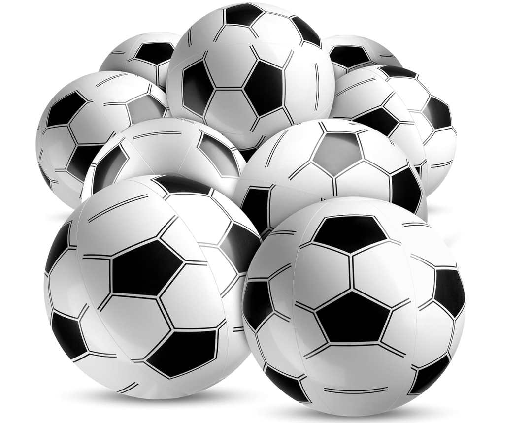 Bedwina Inflatable Soccer Balls (Pack of 12) 16inch, Beach Balls Bulk for Beach Toys & Soccer Birthday Party Decorations & Party Favors for Kids, Goodie Bags Stuffers