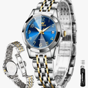 OLEVS Women's Watch Gold/Silver Analog Quartz Small Stainless Steel Business Formal Waterproof Luminous Date Ladies Watch