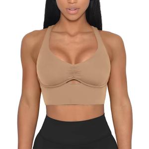 XUNYU Padded Sports Bras for Women Racer Back Workout Tank Tops with Built in Bras Longline Yoga Crop top Supportive