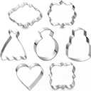 Wedding Cookie Cutter Set-7 Piece-3 Inches-Heart, Diamond Ring, Wedding Cake,Wedding Dress, Rectangle, Square and Oval Plaque Cookie Cutters Molds for Bridal Shower Engagement