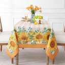 Romanstile Summer Tablecloth Rectangle, Sunflower Buffalo Plaid Decorative Table Cloths Stain Resistant Fabric Table Cover for Dinner/Party/Picnic/Indoor/Outdoor (Orange, 60 x 102 Inch)