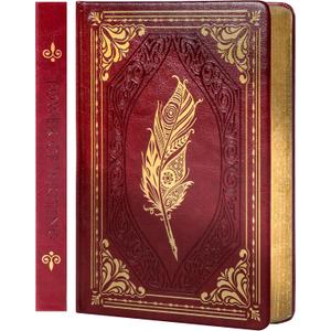 CAGIE 320 Pages Thick Hardcover Journaling Notebooks Vintage Leather Journal for Women Men A5 College Ruled Journals for Writing with Gift Box, 5.7 x 8.3 in, Red