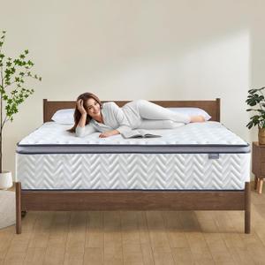 14 Inch King Size Mattress in a Box, Hybrid Cooling Gel Memory Foam & Pocketed Coils, Medium Firm, CertiPUR-US Certified, Pressure Relief, Motion Isolation
