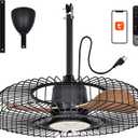 Orison Outdoor Ceiling Fans with Lights for Patio, 24" Weatherproof Ceiling Fan, Gazebo Fan Remote & APP Control, 3CCT Dimmable,Caged Plug in Ceiling Fan with Hanging Hook for Pergola Porch Canopy