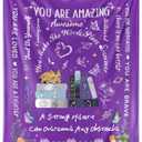 Purple Encouragement Throw Blanket Birthday Gifts for Women 52'' x 60'',Hug Get Well Blanket with Words of Affirmation Inspirational Positive Thoughts and Quotes for Sister Friend,Grandma