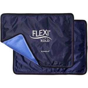 FlexiKold Ice Packs for Injuries Reusable with Straps Cold Compress Gel Cold Pack, Ice Pack for Knee, Flexible Medical Ice Wrap for Back, Shoulders, Legs, Muscle Pain Standard 2 Pk