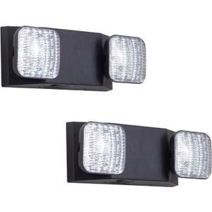 GZRUIYANG Emergency Lights with Battery Backup, LED Commercial Emergency Lighting Fixtures Two Head Adjustable, UL 924 Certified, Hardwired Emergency Exit Light for Business - 2 Pack(Black)