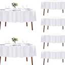 Fokitut 6 Pack Round Tablecloth, 70 Inch, Stain Resistant and Wrinkle Polyester Table Cloth, Fabric Table Cover for Kitchen Dining, Wedding, Party, Holiday Dinner-White
