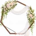 7FT Wooden Wedding Arch Heptagonal Wood Arches Arbor Backdrop Stand for Ceremony Indoor Outdoor Wedding Party Proposal Scene Garden Beach Forest Rustic Boho Decoration