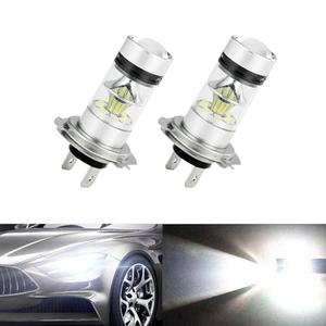Flygun 2 PCS H7 LED Car Fog Light Bulb, 12V 100W Low Beam Lights, 6500K Front Light, Daytime Running lights, Low Beam Light with Lens, Plug and Play, Universal for Most Vehicles (White)