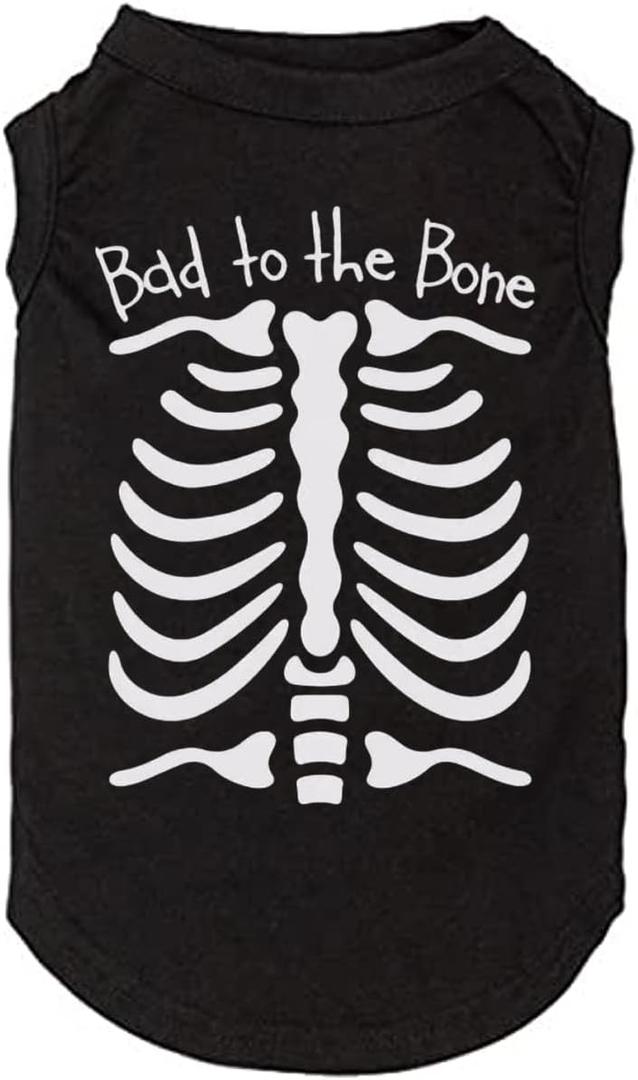 Halloween Dog Shirt for Pet Clothes Halloween Skeleton Hoodies Glowing Skull Cute Shirt Breathable Stretchy Costumes (Large, Black-2)