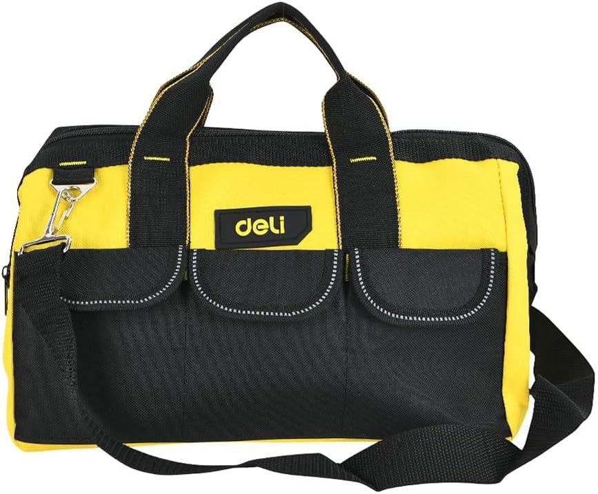 Heavy Duty Tool Bag for men, 16 Inch Tool Box Organizer, Large Portable Canvas Tool Storage with 19 Pockets for Truck & Car, Birthday Valentines Day Gifts for Men Dad Electrician Mechanic (Black, Yellow)