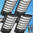 Gefolly Solar Street Lights Outdoor, 6500K Commercial Parking Lot Light Dusk to Dawn, IP68 Security Flood Lights with Motion Sensor Led Lamp for Warehouse, Road, Yard-4Pack