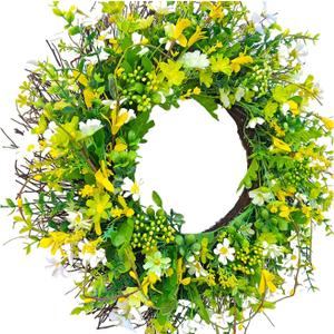 Artificial Wreath Mother Day Wreath Leaves Flower Wreath For Front Door Farmhouse Wedding Party Decorations Front (45cm)