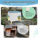 Rockever Insulated Outdoor Cat House, Waterproof Cat House for Outdoor Cats with Escape Door, Plastic Feral Cat House Outdoor Indoor, Spacious and Clean Easily (Blue,M)