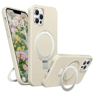 BENTIACC Soft Liquid Silicone Case for iPhone 13 Pro Max with Magnetic Invisible Stand, Military Grade Shockproof Protection, Anti-Scratch Microfiber Lining Covers for iPhone 13 Pro Max, White