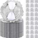 100 Sets Silver Reef Charger Plates Bulk with Napkin Rings Include 13" Round Chargers for Dinner Plates and Mesh Diamonds Napkin Rings for Table Setting, Wedding Party