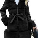 Bellivera Women's Fall Winter Coat Elegant Notched Lapel Single Breasted Trench Coat with Detachable Faux Fur Collar M