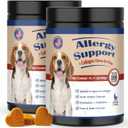 Pet Allergy Relief Chews 400PCs with Natural Collagen Drops Dual Formula for Itch Relief Skin Joint Health Coat Care Infused with Colostrum Probiotics Tasty Bites for All Dogs Cats Daily Consumption, BBD 07/16/2027