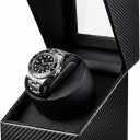 Watch Winder for Automatic Watches: Single Watch Winder Box with Quiet Japanese Motor - Rotating Watch Case in Black Carbon Fiber Leather Storage Display Box for Men (2026 New)