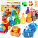 CORPER TOYS 10 in 1 Digital Train Montessori Toys with Stackable Animal Finger Puppets, Surprise Blind Boxes Counting & Stacking Learning Toys for Toddlers Gift