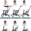 Newyoo Tricycle for Toddlers 1-3, Toddler Tricycle with Push Handle and Canopy, Toddler Bike, Birthday Gift and Toys for Girl and Boy, 6 in 1 Baby Trike, Balance Bike, TR009, Dark Grey, Medium