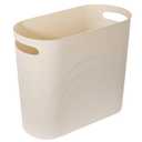 rejomiik Small Trash Can, 3.5 Gallon Slim Garbage Can Plastic Waste Basket with Handles Container Bin for Narrow Spaces Bathroom, Bedroom, Kitchen, Office at Home, Cream